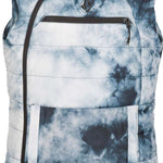 Volcom Women's T.T.T. 4 in 1 Jacket 2023 - A black and white tie-dye patterned jacket with a zipper down the front.