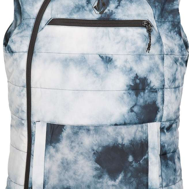 Volcom Women's T.T.T. 4 in 1 Jacket 2023 - A black and white tie-dye patterned jacket with a zipper down the front.