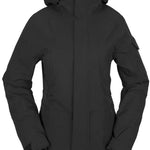 Volcom Women's T.T.T. 4 in 1 Jacket 2023 - A black jacket with a hood, featuring a zippered front and two side pockets.