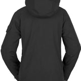 Volcom Women's T.T.T. 4 in 1 Jacket 2023 - A black jacket with a hood, featuring two zippered pockets on either side and a zipper down the front.