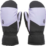 Volcom Women's Upland Mittens - Pair of mittens with a light gray and black color scheme, featuring a geometric pattern on the back of one mitten.