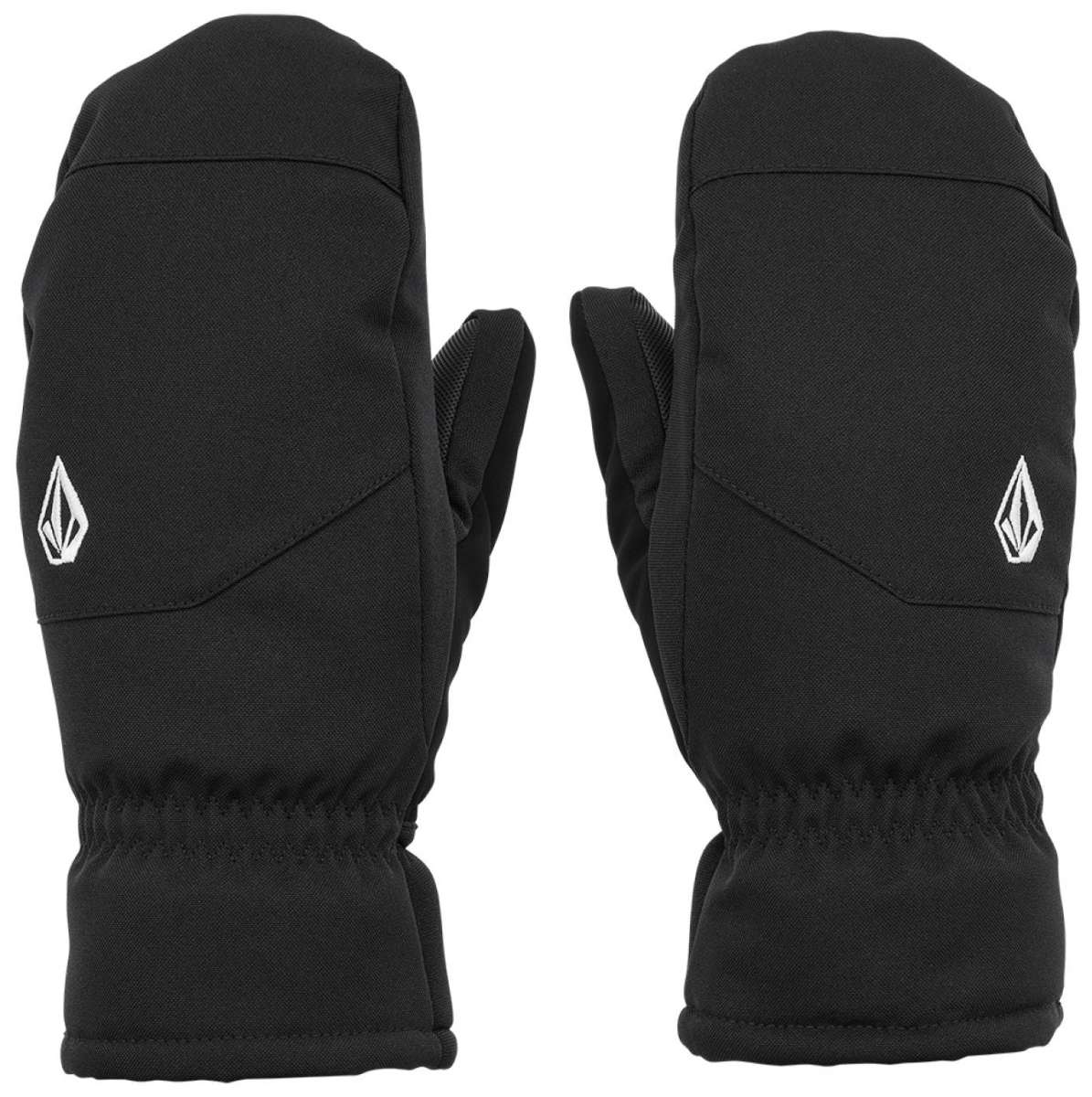 Volcom Women's Upland Mittens - Pair of black mittens with a white logo on the back of each mitten.