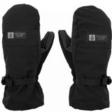 Volcom Women's V.Snow Over Mittens 2024 - Black mittens with a textured pattern on the palm and thumb, featuring a Velcro strap closure at the wrist.