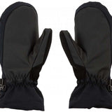 Volcom Women's V.Snow Over Mittens 2024 - Black mittens with a textured pattern on the palm and thumb, featuring a Velcro closure strap at the wrist.