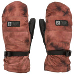 Volcom Women's V.Snow Over Mittens 2024 - Pair of brown mittens with a black strap and buckle on the wrist.