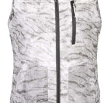 Volcom Women's Vault 4 in 1 Jacket 2022 - A sleeveless jacket with a black and white marbled pattern, featuring two zippered pockets on either side.