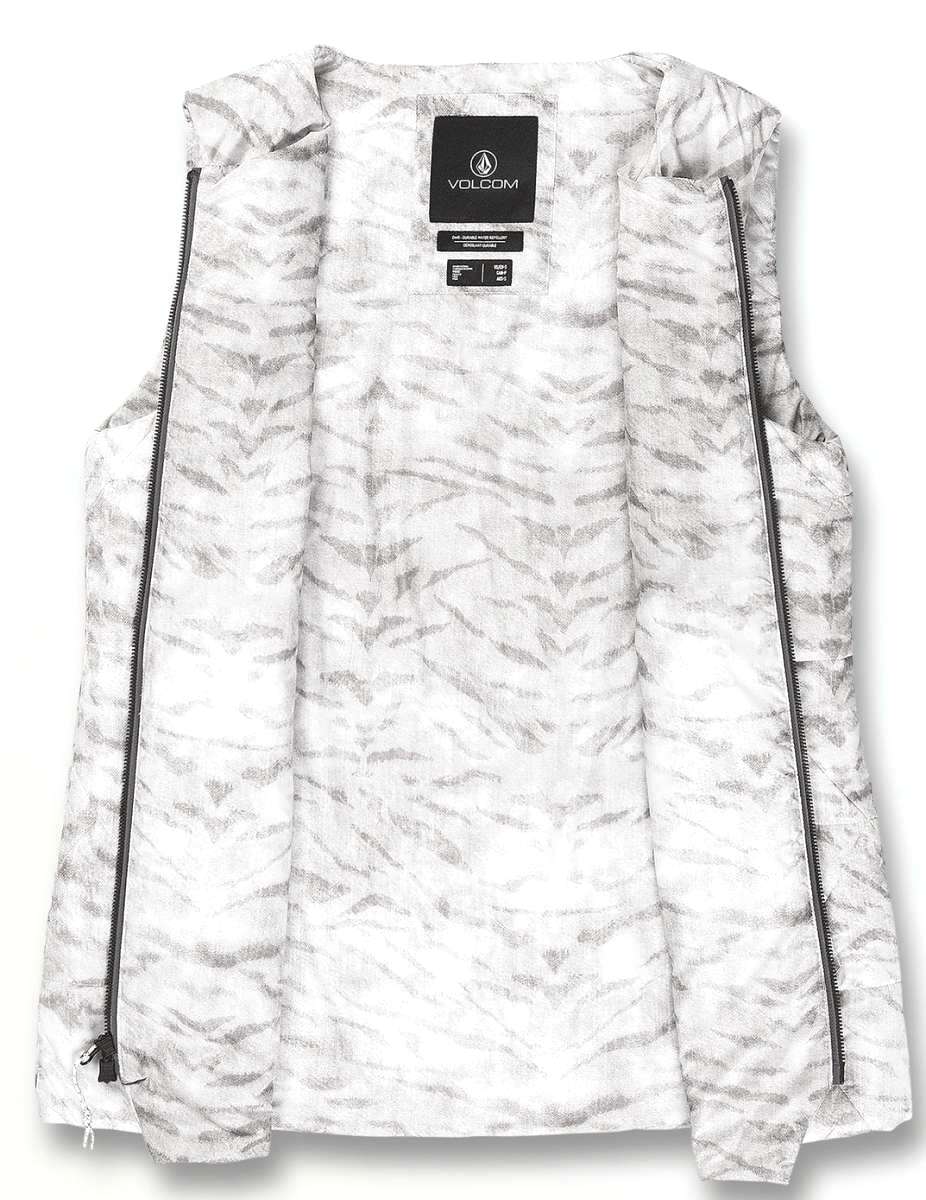 Volcom Women's Vault 4 in 1 Jacket 2022 - A white and grey patterned jacket with a black zipper on the left side of the chest.