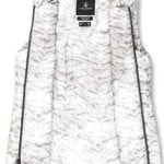 Volcom Women's Vault 4 in 1 Jacket 2022 - A white and grey patterned jacket with a black zipper on the left side of the chest.