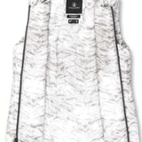 Volcom Women's Vault 4 in 1 Jacket 2022 - A white and grey patterned jacket with a black zipper on the left side of the chest.