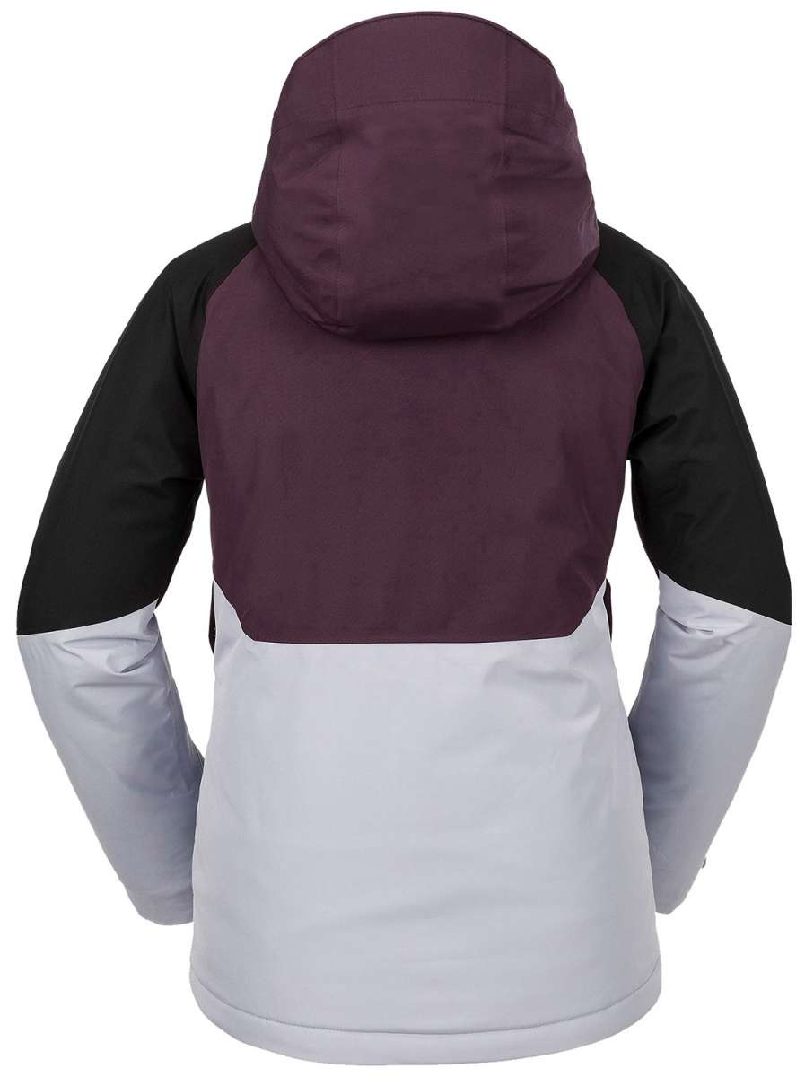 Volcom Women's V.Co Aris Insulated GORE-TEX Jacket 2024 - A black and white jacket with a hood, featuring a zippered front and two side pockets.