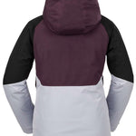 Volcom Women's V.Co Aris Insulated GORE-TEX Jacket 2024 - A black and white jacket with a hood, featuring a zippered front and two side pockets.