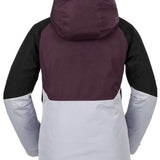 Volcom Women's V.Co Aris Insulated GORE-TEX Jacket 2024 - A black and white jacket with a hood, featuring a zippered front and two side pockets.