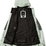 Volcom Women's V.Co Aris Insulated GORE-TEX Jacket 2024 - A black jacket with a hood, featuring a white logo on the chest and a zipper down the front.