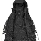 Volcom Women's Westland Insulated Jacket 2022 - A black jacket with a white logo on the left sleeve and a white stripe at the bottom of the right sleeve.