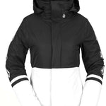 Volcom Women's Westland Insulated Jacket - A black and white jacket with a hood, featuring a small white logo on the upper back.