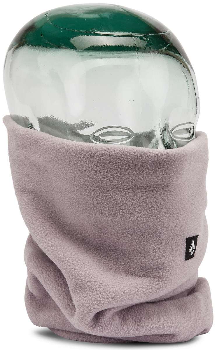 Volcom Women's Wilder Neckband 2023 - A light pink fleece neck warmer with a black logo on the front.