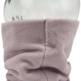 Volcom Women's Wilder Neckband - A light pink fleece neck warmer with a subtle white pattern and a small embroidered logo on one side.