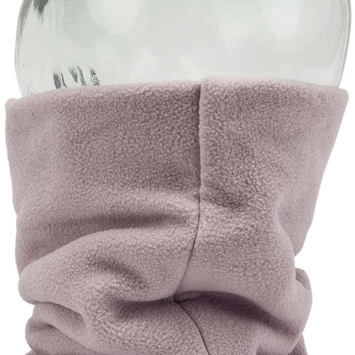 Volcom Women's Wilder Neckband - A light pink fleece neck warmer with a subtle white pattern and a small embroidered logo on one side.