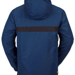 Volcom Longo Shell Pullover Jacket - A navy blue jacket with a black stripe across the chest and gold zipper pulls.