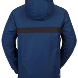 Volcom Longo Shell Pullover Jacket - A navy blue jacket with a black stripe across the chest and gold zipper pulls.