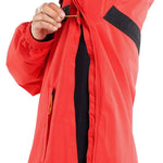 Volcom Longo Shell Pullover Jacket - A red jacket with a black zipper and yellow pull tab, worn by a model from behind.