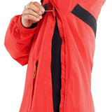 Volcom Longo Shell Pullover Jacket - A red jacket with a black zipper and yellow pull tab, worn by a model from behind.