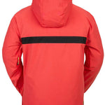 Volcom Longo Shell Pullover Jacket - A coral-colored jacket with a black stripe across the chest and gold zippers on the pockets.