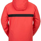 Volcom Longo Shell Pullover Jacket - A coral-colored jacket with a black stripe across the chest and gold zippers on the pockets.