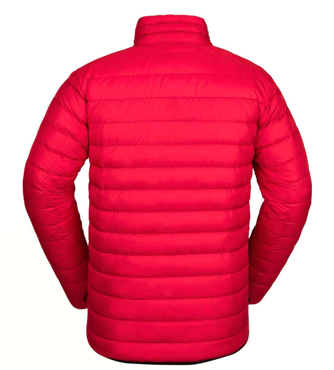 Volcom Puff Puff Give Insulated Jacket - A red insulated jacket with a high collar and horizontal quilting on the back.