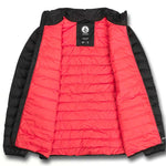 Volcom Puff Puff Give Insulated Jacket - A black insulated jacket with a white logo on the chest and a zipper down the front.