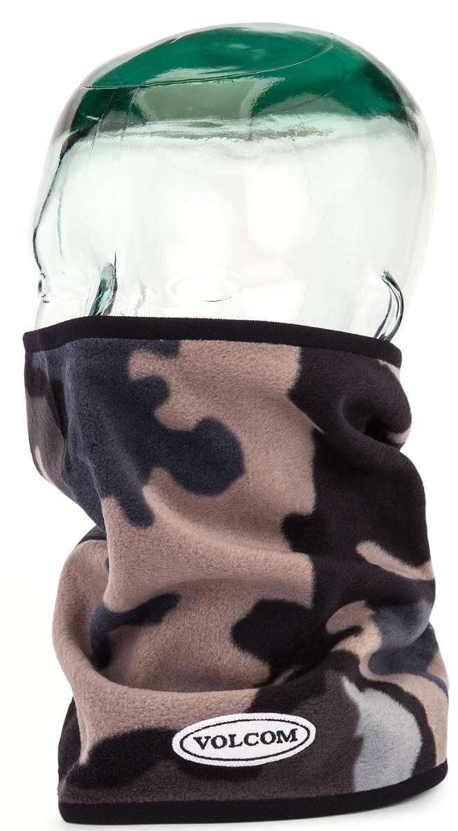 Volcom Removable Neckband 2022 - A camouflage-print neck gaiter with a black trim and an oval white logo that reads "VOLCOM" in black letters.