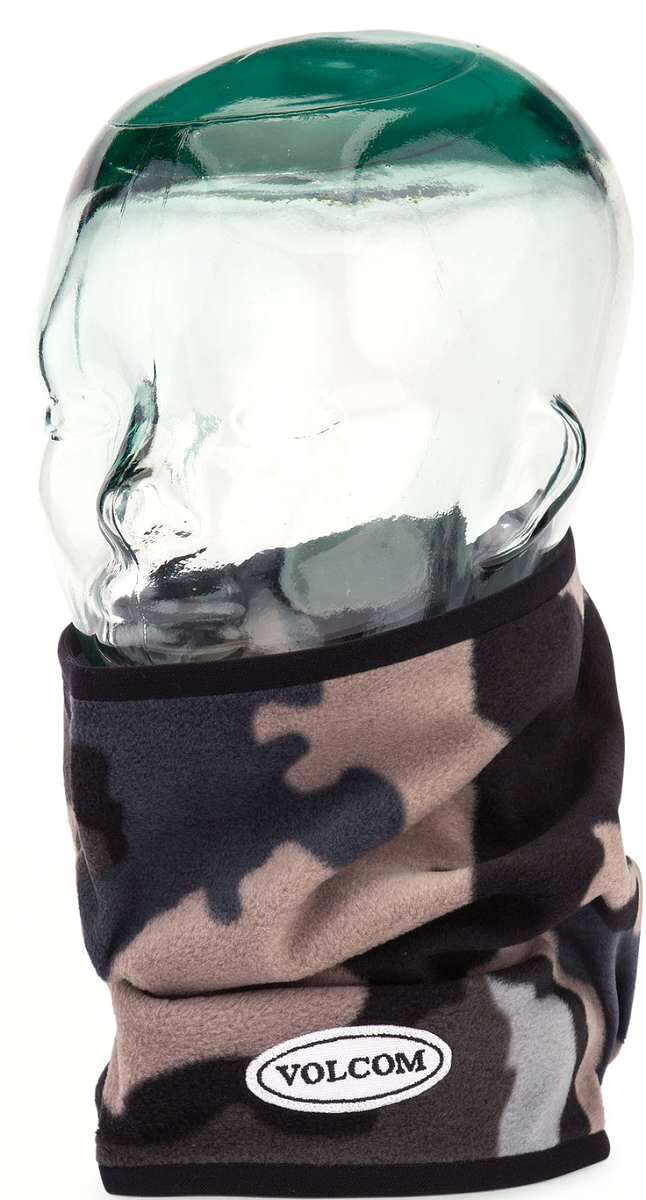 Volcom Removable Neckband 2022 - A camouflage-print neck gaiter with a black trim and an oval white logo that reads "VOLCOM" in black letters.