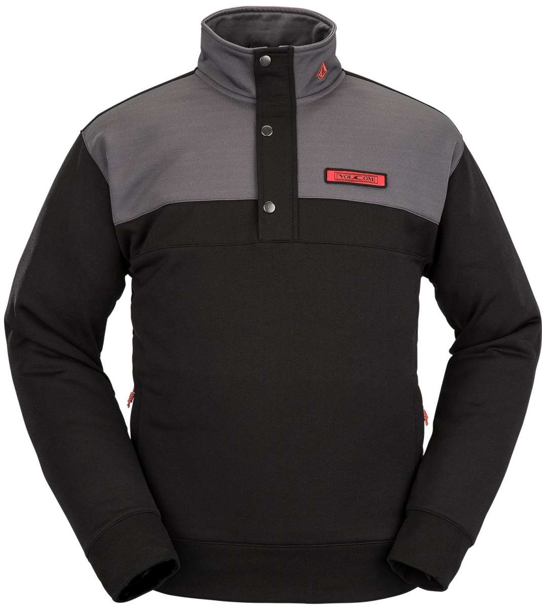 Volcom She Crew Half Zip Fleece 2023 - A black fleece half-zip sweatshirt with a crew neck and zippered front.