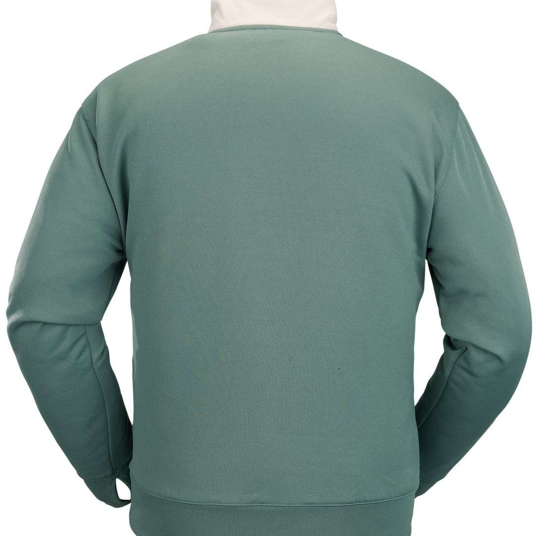 Volcom She Crew Half Zip Fleece 2023 - A seafoam green fleece with a white half-zip and crew neck.