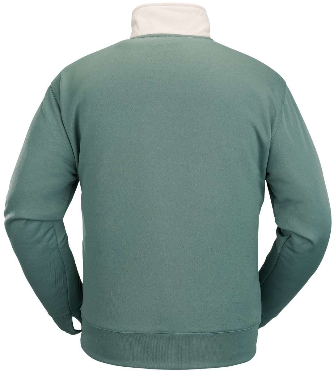Volcom She Crew Half Zip Fleece 2023 - A seafoam green fleece with a white half-zip and crew neck.