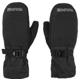 Volcom Stone Brighton Mittens 2023 - A pair of black mittens with a textured pattern on the palm and thumb, featuring a Velcro strap closure at the wrist.