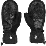 Volcom Stone Brighton Mittens - Black mittens with a repeating pattern of white and gray stone designs on the palm side.