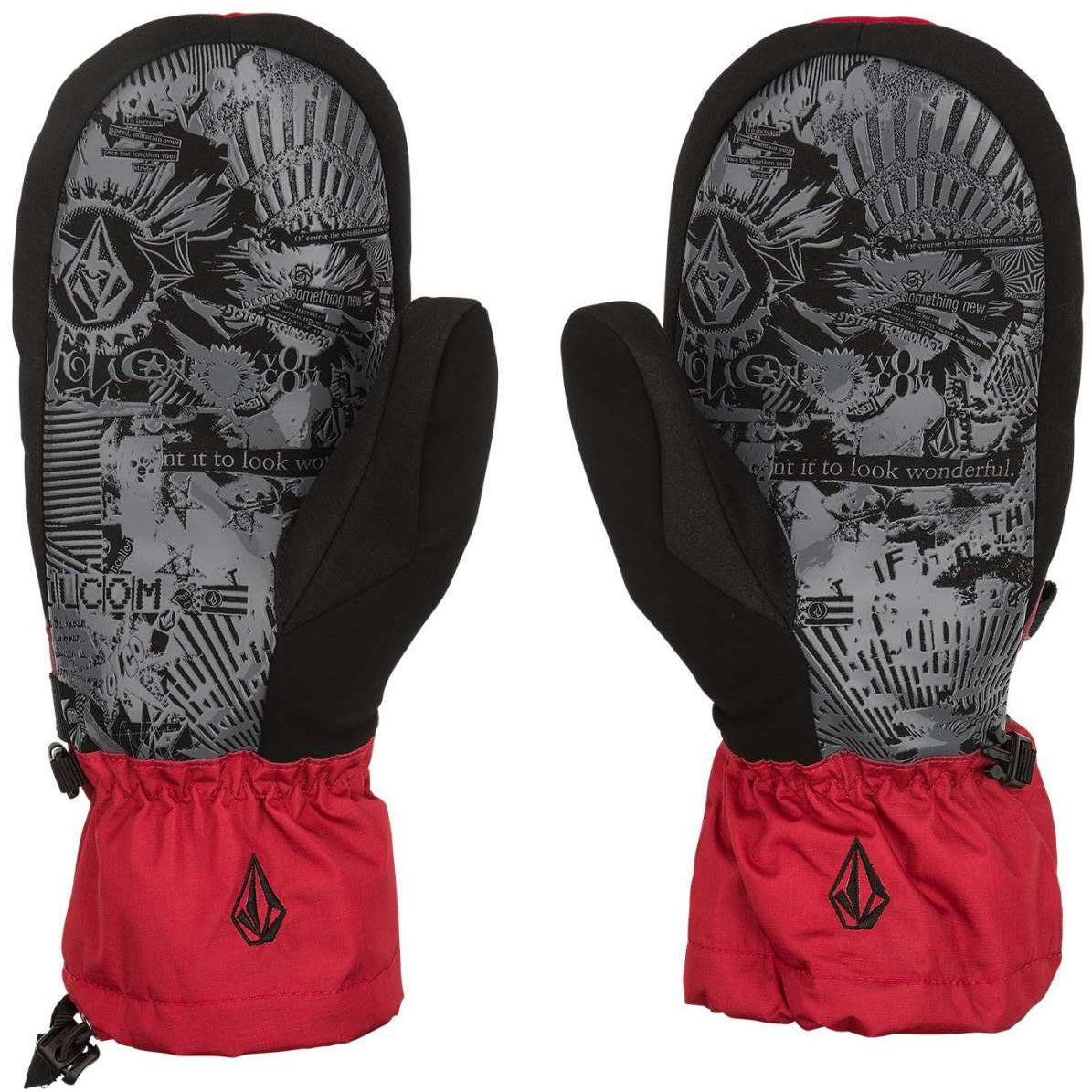 Volcom Stone Brighton Mittens - Mittens are black with a gray stone pattern and white accents.