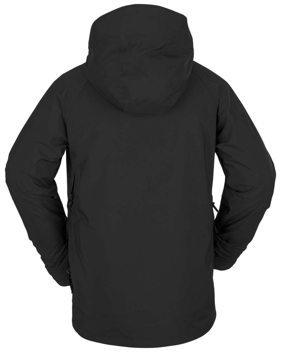 Volcom Stone Stretch GORE-TEX Jacket 2023 - A black jacket with a hood, featuring a zippered front and two side pockets.