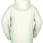 Volcom Stone Stretch GORE-TEX Jacket 2023 - A cream-colored jacket with a hood, featuring black zippers and a black logo on the left sleeve.