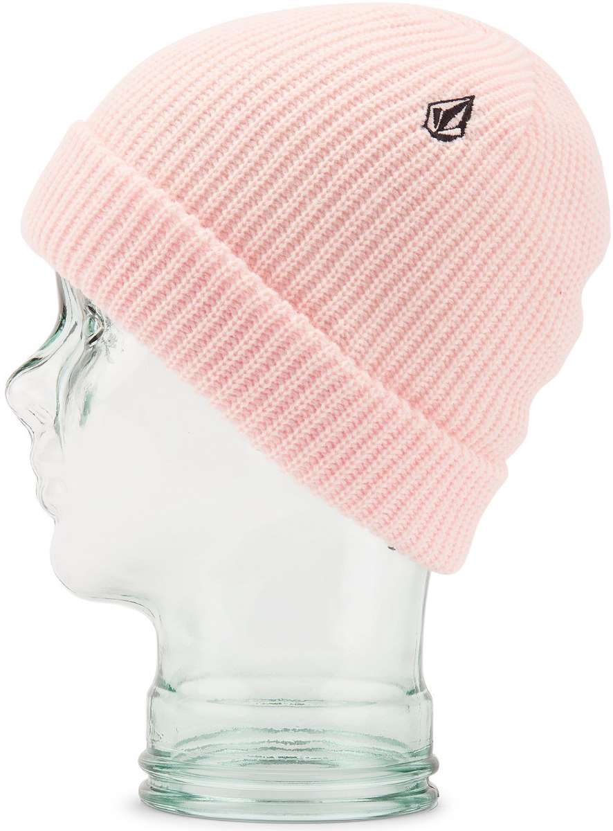 Volcom Sweep Beanie 2023 - A light pink beanie with a small black logo on the front.