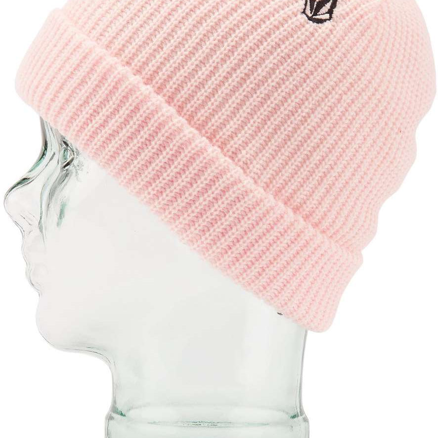 Volcom Sweep Beanie 2023 - A light pink beanie with a small black logo on the front.