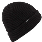 Volcom Sweep Lined Beanie 2022 - A black beanie with a lined interior and a small white logo on the front.