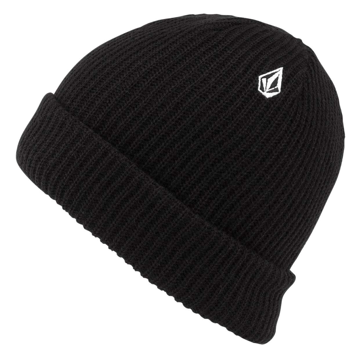Volcom Sweep Lined Beanie 2022 - A black beanie with a white logo on the front.