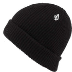 Volcom Sweep Lined Beanie 2022 - A black beanie with a white logo on the front.