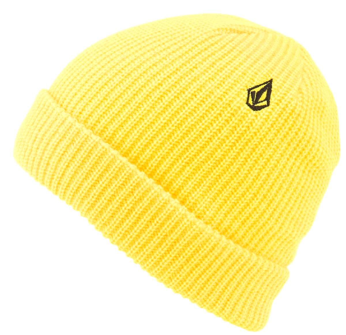 Volcom Sweep Lined Beanie 2022 - A yellow beanie with a black logo on the front.