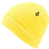 Volcom Sweep Lined Beanie 2022 - A yellow beanie with a black logo on the front.