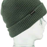 Volcom Sweep Lined Beanie 2023 - A dark green beanie with a black label that reads "VOLCOM" in white letters on the front.