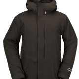 Volcom TDS 2L GORE-TEX Insulated Jacket 2022 - A black insulated jacket with a hood, featuring white logos on the chest and sleeve.