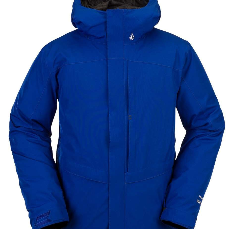 Volcom TDS 2L GORE-TEX Insulated Jacket 2022 - A royal blue jacket with a hood, featuring a white logo on the chest and a zipper down the front.